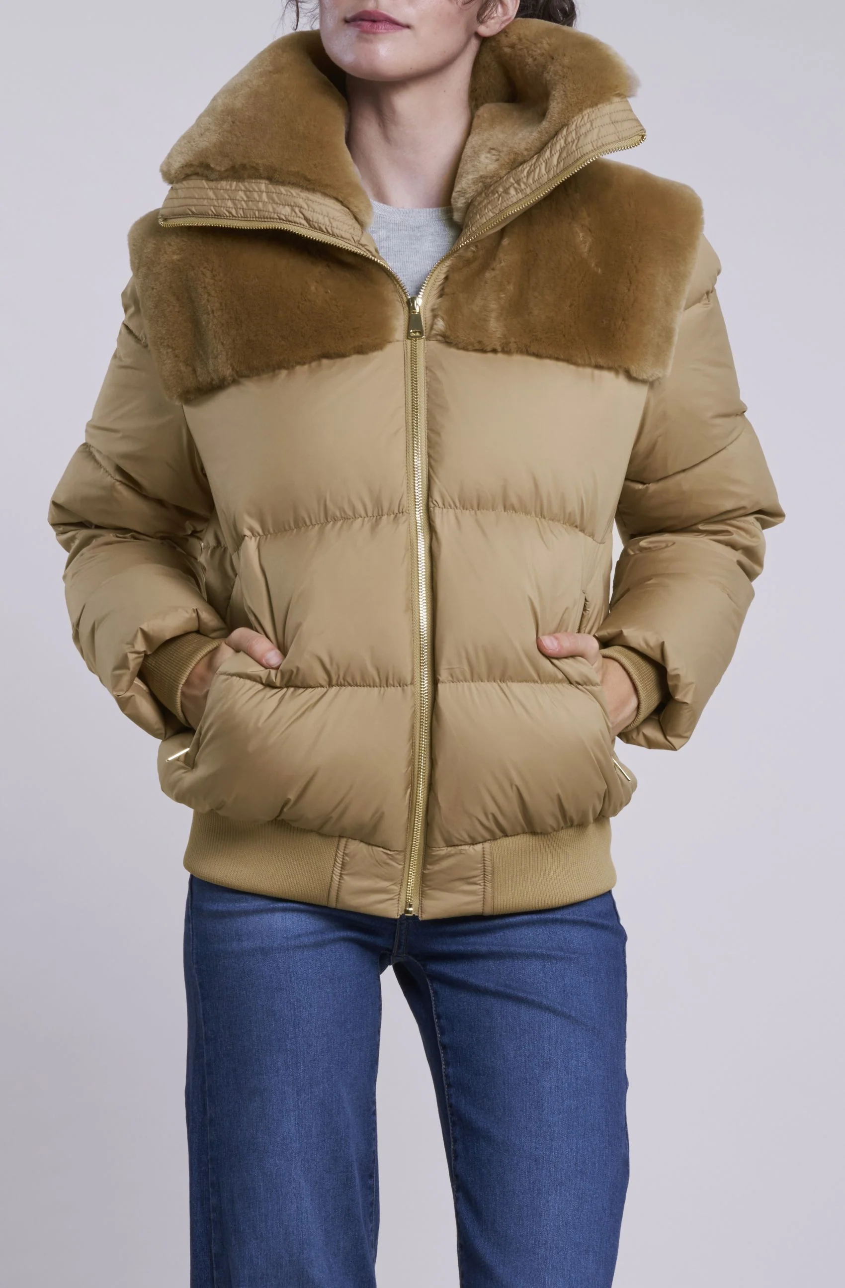 214C Down jacket with shearling collar and yoke  Final Sale  $399  75% off $90 - Image 3