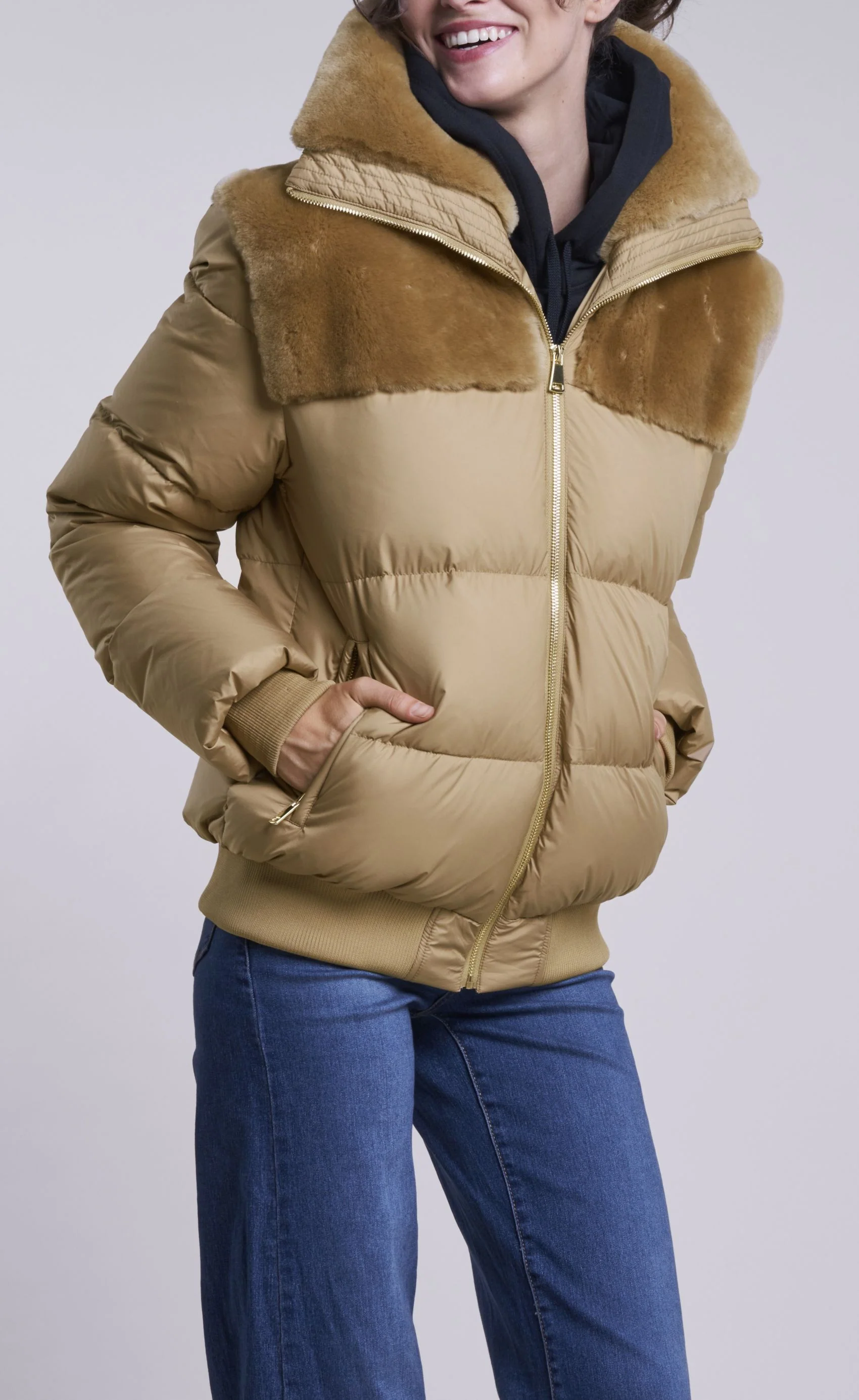 214C Down jacket with shearling collar and yoke  Final Sale  $399  75% off $90 - Image 4