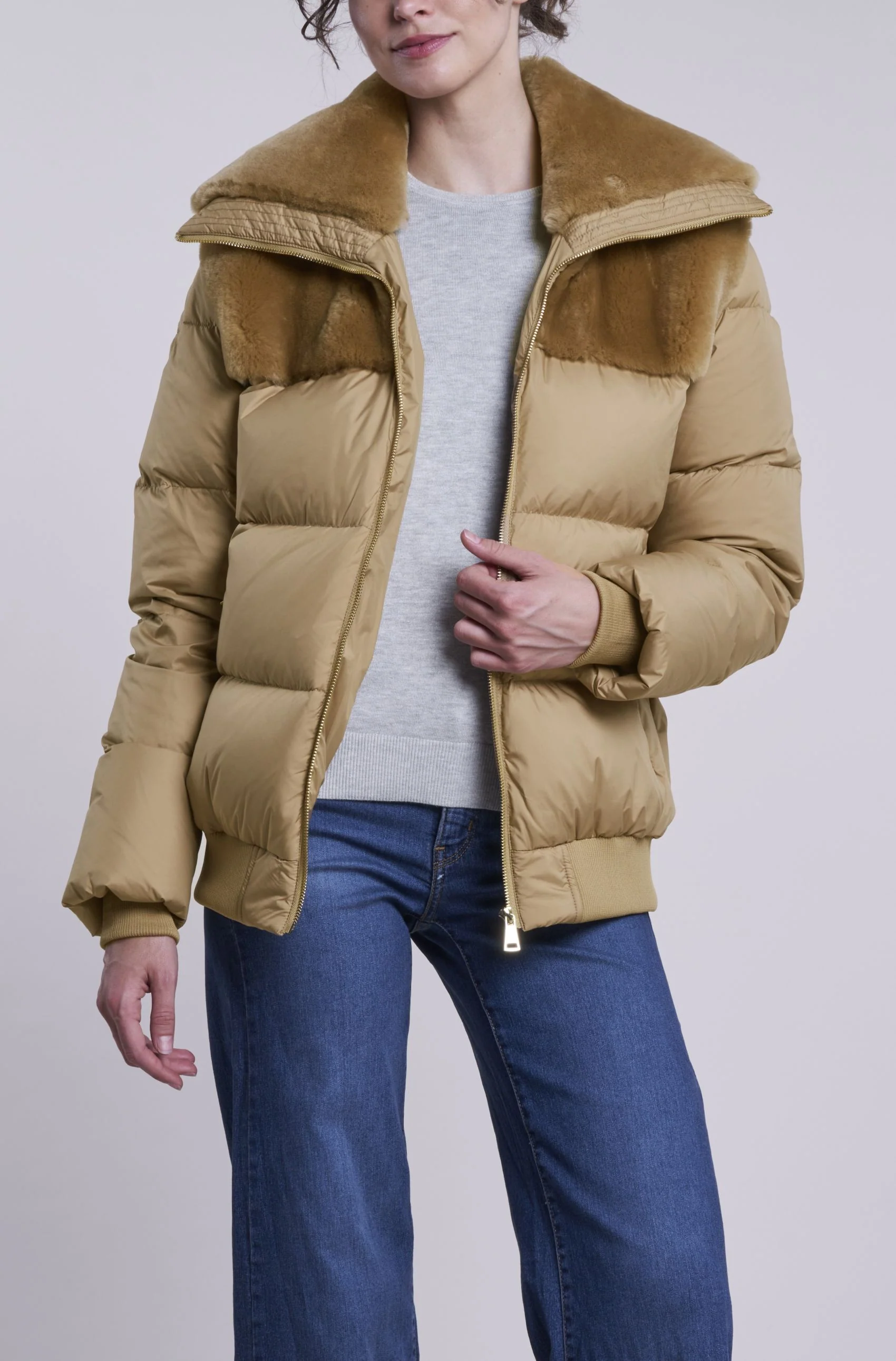 214C Down jacket with shearling collar and yoke  Final Sale  $399  75% off $90 - Image 5