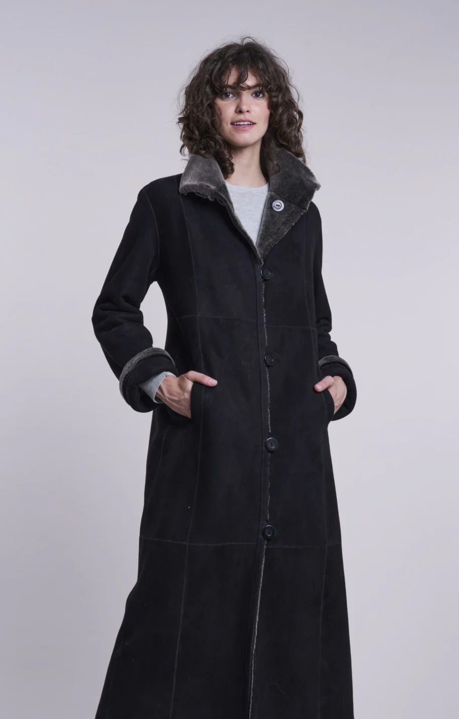 2283  Maxi Length Shearling Coat - Image 5