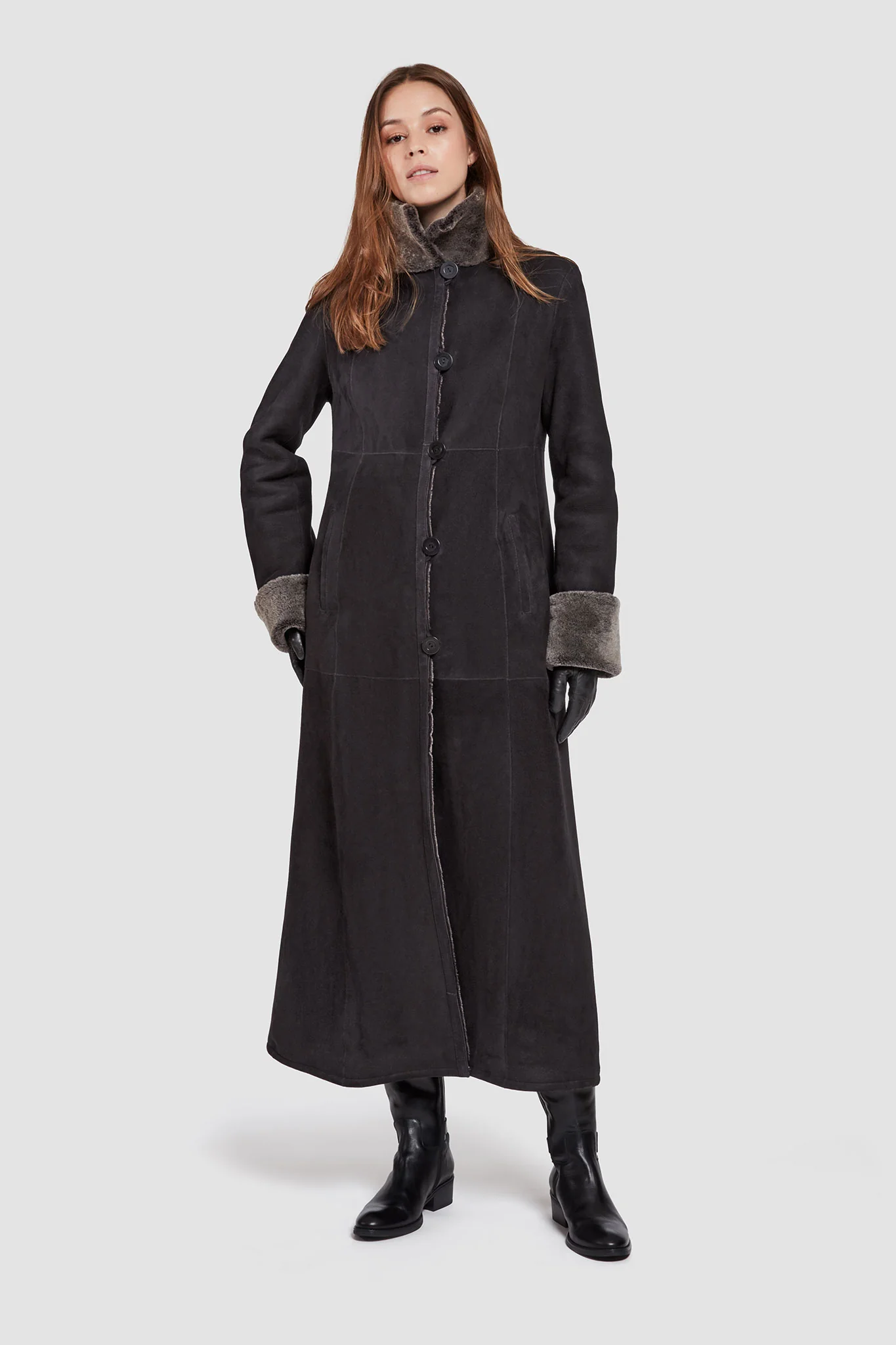 2283  Maxi Length Shearling Coat - Image 7