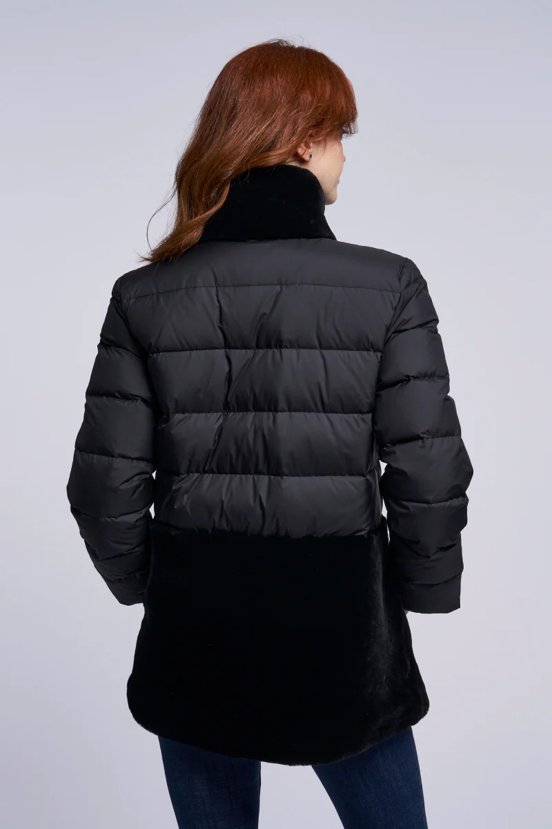 216  Down topper with genuine shearling skirt and collar $290 - Image 4