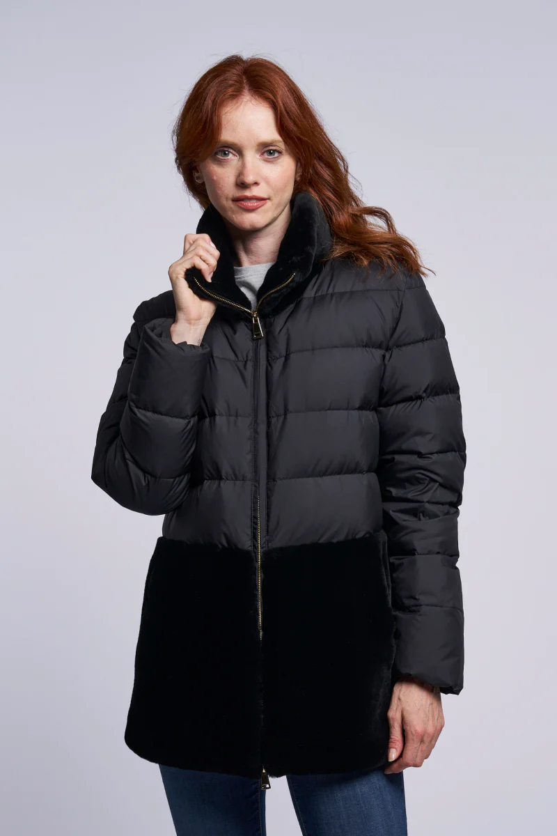 216  Down topper with genuine shearling skirt and collar $290 - Image 5