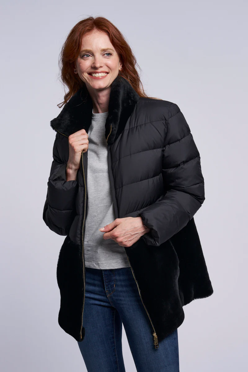 216  Down topper with genuine shearling skirt and collar $290 - Image 6