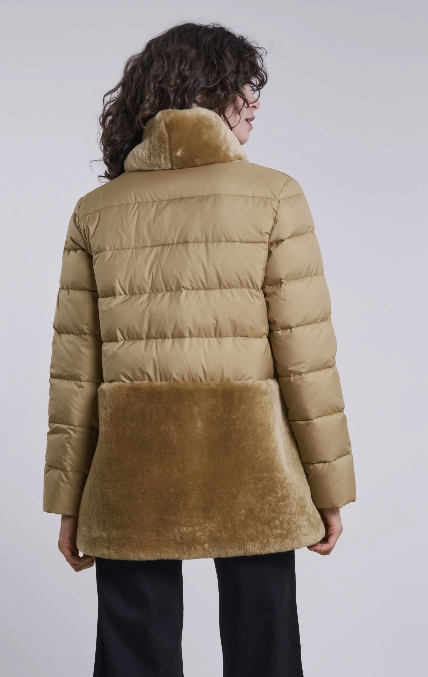 216  Down topper with genuine shearling skirt and collar $290 - Image 7