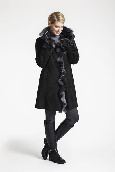 #1296 Toscana Ruffle Tuxedo Walking Coat - Image 3
