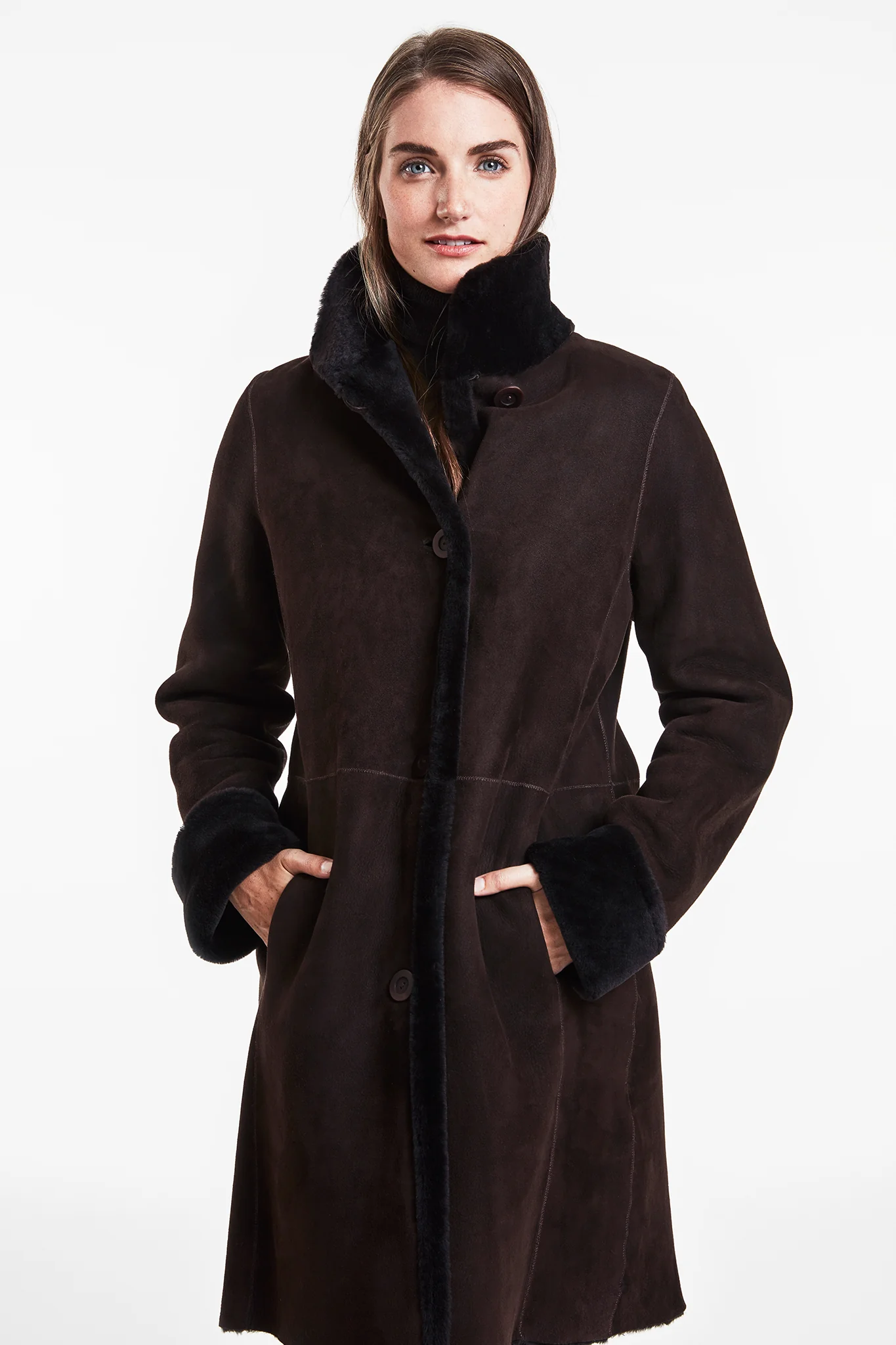 #6160 Reversible Spanish Merino Shearling Coat - Image 3