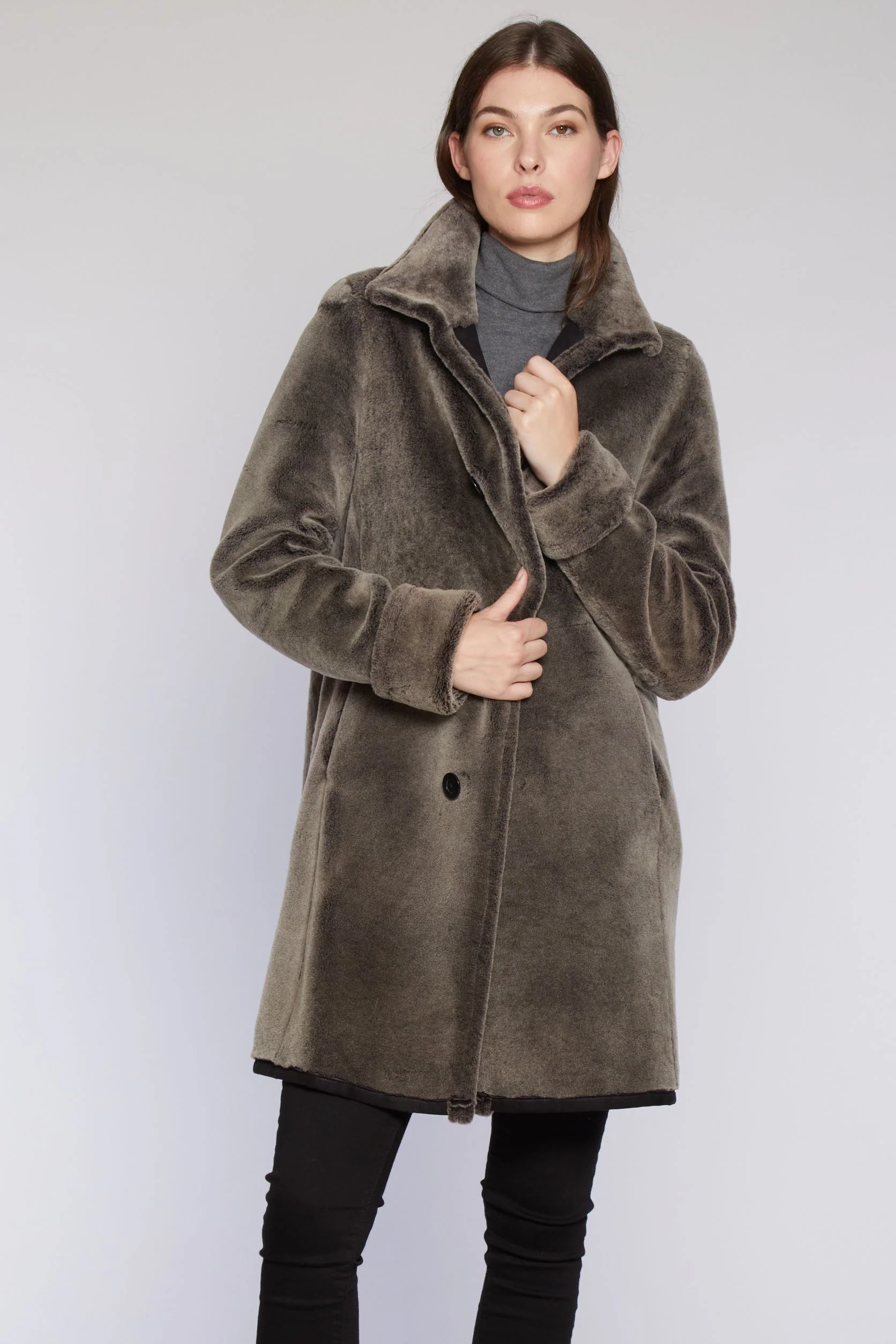 #6160 Reversible Spanish Merino Shearling Coat - Image 4