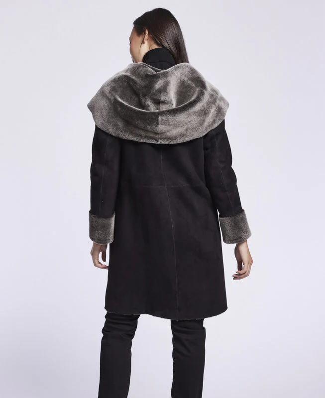 #4284 Shearling coat with convertible collar - Image 3