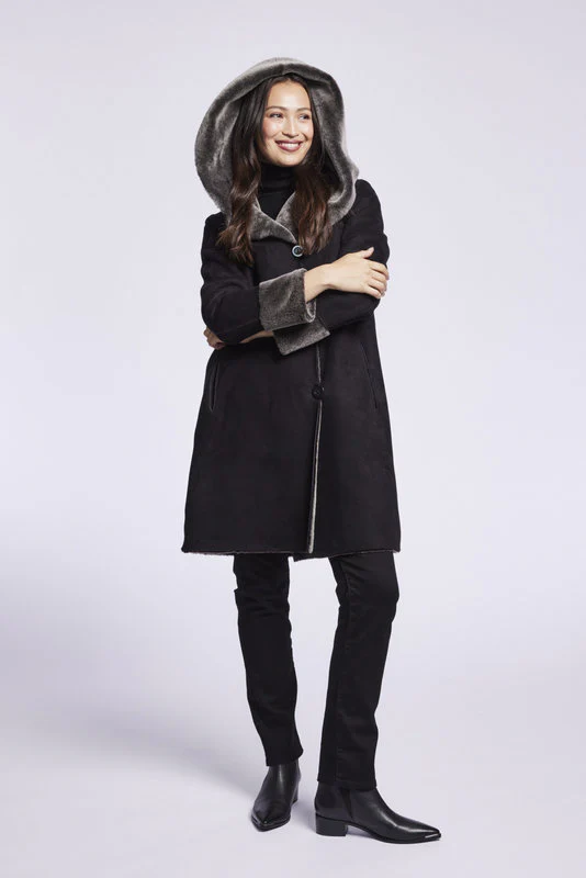 #4284 Shearling coat with convertible collar - Image 4