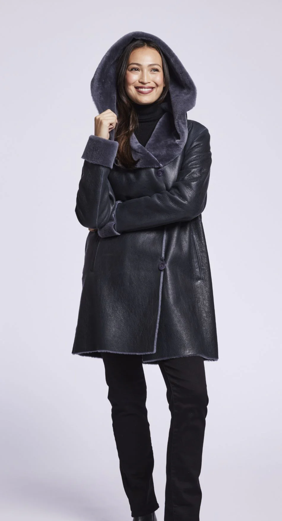 #4284 Shearling coat with convertible collar - Image 5