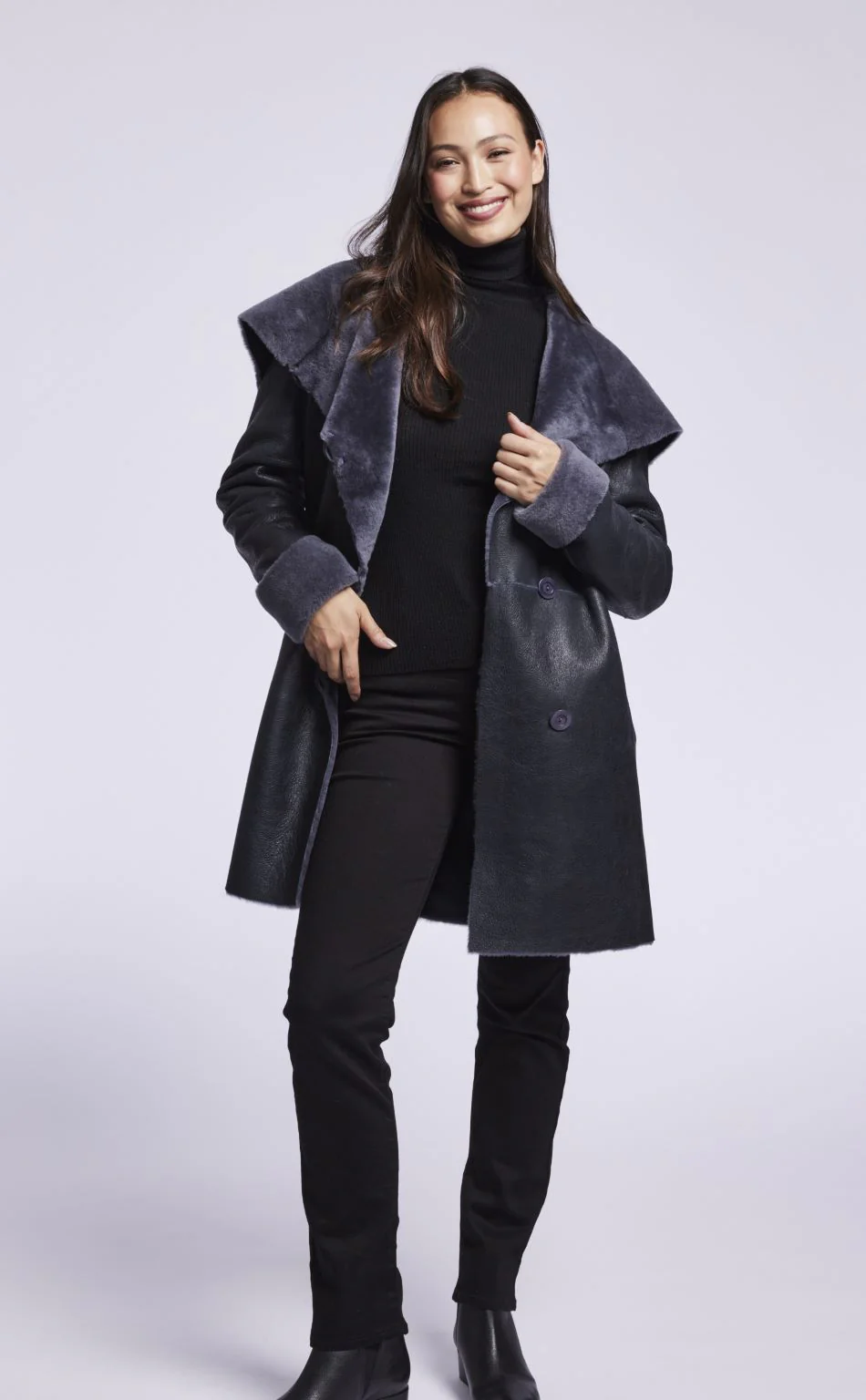#4284 Shearling coat with convertible collar - Image 9