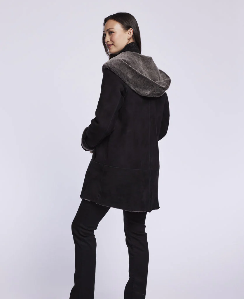 007 Reversible  hooded shearling topper - Image 3