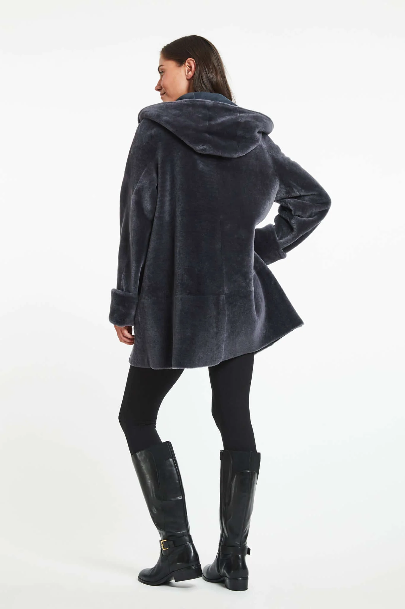 007 Reversible  hooded shearling topper - Image 5