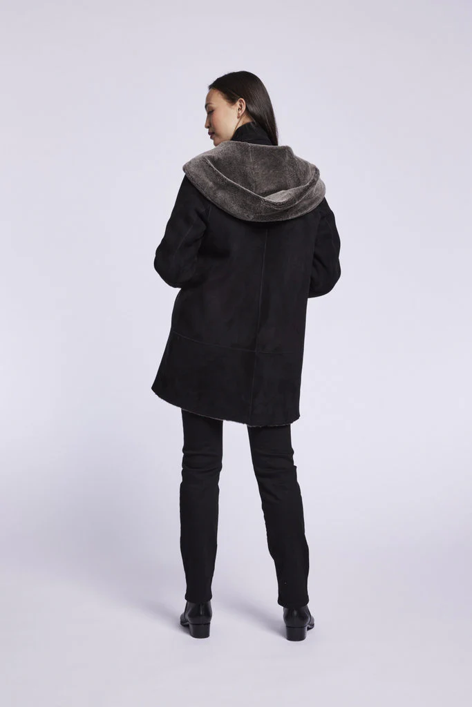 007 Reversible  hooded shearling topper - Image 6